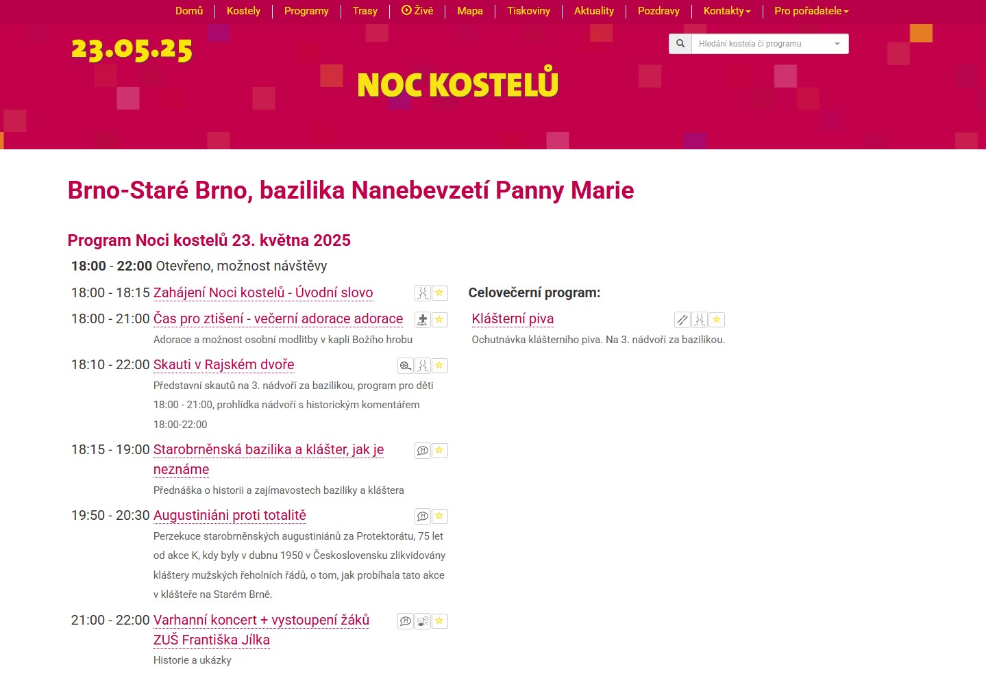 Noc kostelu 2025